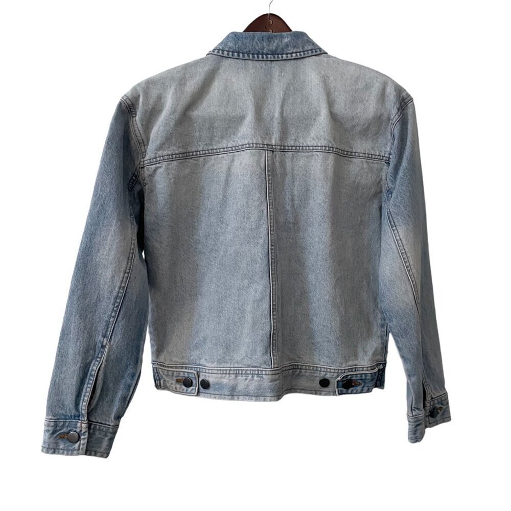 Something Navy Blue Light Wash Denim Jean Jacket Womens Size XS Classic Preppy - Picture 3 of 7